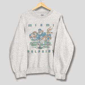 Vintage Warner Bros Looney Tunes Miami Dolphins Football Sweatshirt, MLB Shirt